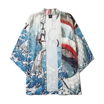 Модные японские Кимоно с принтом Питона из аниме, Кардиган, Летняя Женская одежда, Куртка, Рубашка, Косплей Самурая, Юката Хаори