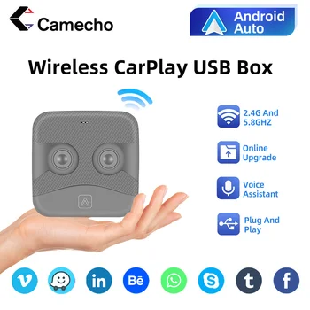 Camecho Wireless Android Auto Adapter, подключенный к беспроводной сети Carplay USB Ai Box, активатор ключа Bluetooth для Audi Toyota Volkswagen