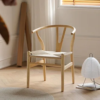 Обеденные стулья из ротанга Nordic из массива дерева для столовой, спинка домашнего ротангового стула, Дизайнерский стул для отдыха в чайной комнате, домашний стул