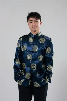 Традиционная китайская одежда для мужчин, топы, Танкостюм, рубашка с длинным рукавом, Новогодняя куртка Чонсам, мужская Ретро-одежда