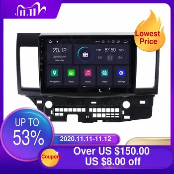 Автомобильный DVD-плеер для Mitsubishi Lancer 2007-2015 Сенсорный Мультимедийный радиоприемник Android 10.0 Автомобильная стереосистема GPS-навигация Bluetooth OBD