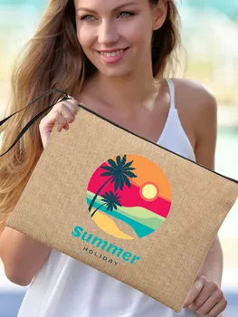 Привет, летняя льняная сумка-клатч, женские косметички, солнцезащитные очки для пляжного отдыха, сумки для хранения солнцезащитного крема, органайзер для мытья посуды, подарки